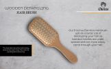 Natural Wooden Detangling Hair Brush - Eco Friendly Bamboo Bristle Paddle Brush for Sensitive Scalp Massage