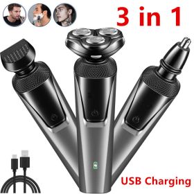 USB Rechargeable 3-In-1 Men's Professional Multi-function Cheek Beard Trimmer Men Nose Hair Cutting Barber Shaver Machine(Logistics only For USPS.TK/T