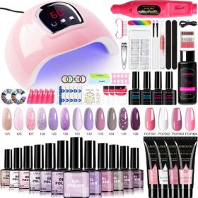 Limegirl Gel Nail Polish Kit with U V Light 18LED Nail Dryer 12Color Gel Nail Polish Set And 4Color NailExtension Gel Set withBase and Top Coat N (Color: LH23-05-PDD)